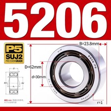 5206 P5 Precision Double Row Ball Bearing 30x62x23.8 ZZ 2RS Open Type