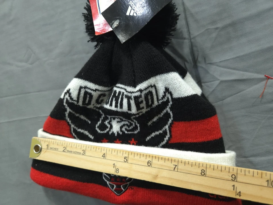 DC United Hat Adidas Youths One Size Fits All Pom Beanie Knit Boys Soccer MLS - Image 3 of 4