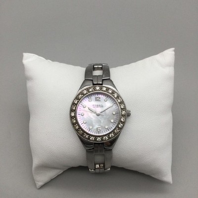 Fossil Watch 29mm Mother Of Pearl Dial Crystals AM-3458 New Battery Fits Upto 8\