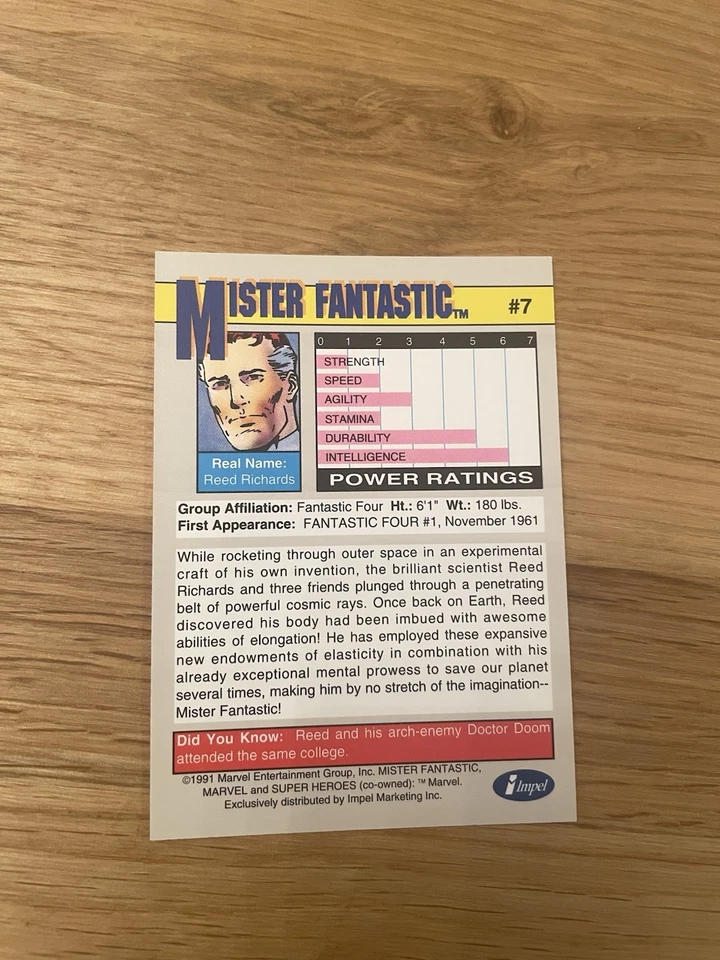 Sammelkarte / Trading Card MARVEL 1991 Super-Heroes Mister Fantastic  #7 - Bild 2 von 2
