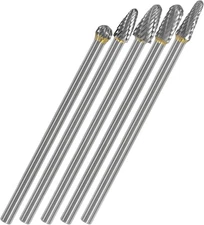 5Pcs Long Carbide Burr Set 1/4" Shank Compatible with Dremel Rotary Tool L 6.1"