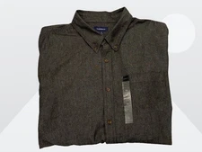 Croft & Barrow Men's Dark Gray Blended Long Sleeve Button Down Collared Shirt XL