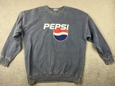 VTG Pepsi Sweatshirt Mens XL Blue Fleece Crewneck Ash City Logo Graphic Pullover