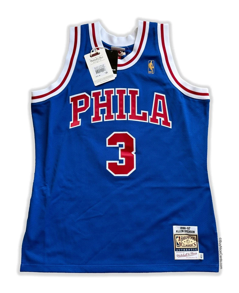 1996-97 Allen Iverson Mitchell & Ness Authentic 76ers Autograph & Inscribed PSA - Image 2 of 3