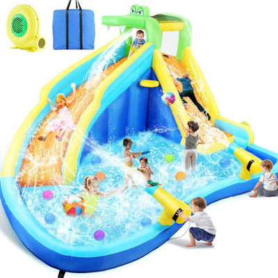 #ad #ad 13.2x10 FT Inflatable Water Slide Bounce House with 2 Water Cannon Climbing Wall $329.99