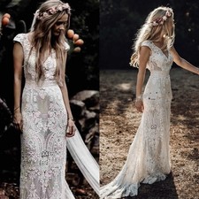 Vintage Wedding Dress with Sleeves Cotton Weaving Lace Mermaid Tulle Bridal Gown