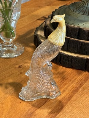 Vintage Avon Glass Peacock Bird Empty Prrfume Decanter Bottle 60s-70s
