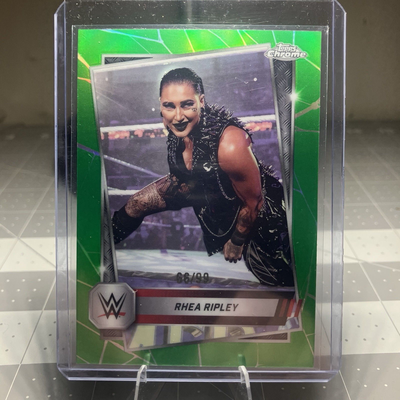 2025 Topps Chrome Rhea Ripley #80 Green Refractor /99 WWE