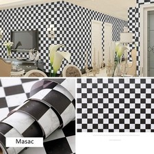 Peel and Stick Wallpaper Decorative Wall Paper Black White Checkered Self Adh...