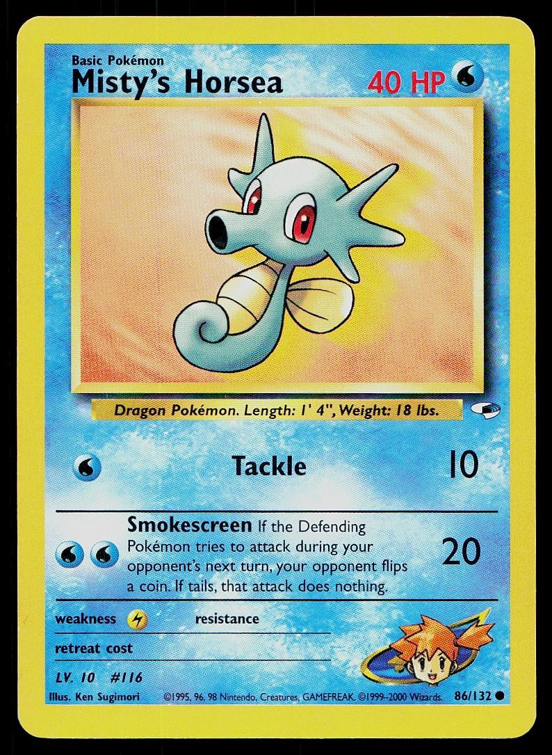Pokemon Card Gym Heroes Misty's Horsea 86/132 Unlimited Common