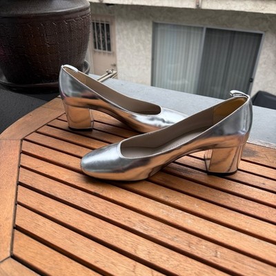 Sofie DHoore Womens Silver Block Heel Pumps Size 36/5.5 US