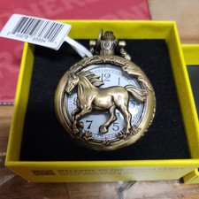 Invicta 47mm Equinox Pocket Watch Quartz Bronze Tone w/Chain Vintage Look 49006