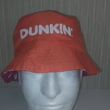 Dunk'n Donuts Beach Hat Reversible Orange/red Pre-owned One Size Fits Most
