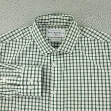 Mizzen Main Dress Shirt Mens Large Green Gingham Leeward Standard Fit USA Made