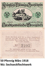 50 fenigów gmina miejska Breisach marzec 1918