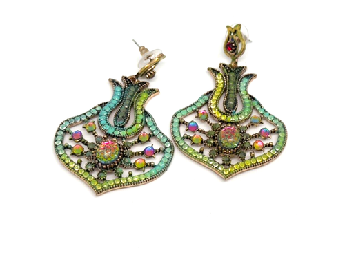 Lovely Michal Negrin  Elegant Earrings With  Crystals Israel #16# - Picture 5 of 9