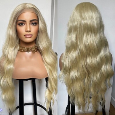 13x4 Blonde Wavy Synthetic Lace Front Wig Long Curly Orange Blond Colored Hair