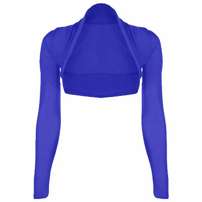 WearAll Women's Long Sleeve Shrug Bolero Top - Teal Stretch Cardigan For Dresses & Tops (Size 6-8) - View #4