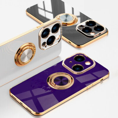 For iPhone 16 Pro Max 15 14 13 12 11 X Ring Holder Silicone Magnetic Case Cover
