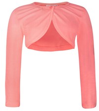 Bolero Jäckchen, Langarm aus BW Jersey mit Knopf in Neon Coral von HAPPY GIRLS