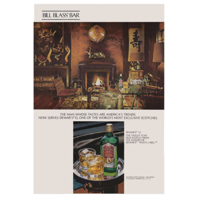 1979 Dewars 12: Bill Blass Bar Vintage Print Ad