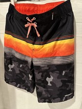 Boys Large 14/16 Gerry Black orange Yellow Gray Swim Trunks
