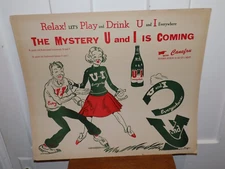 Vintage U and I Everywhere Drink Cardboard Store Display Sign