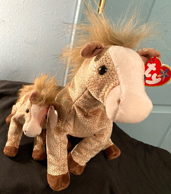 NEW Ty Beanie/Buddy Horses-2002 Beanie FILLY & 2003 Buddy FILLY (w/TYLON)-MWMT