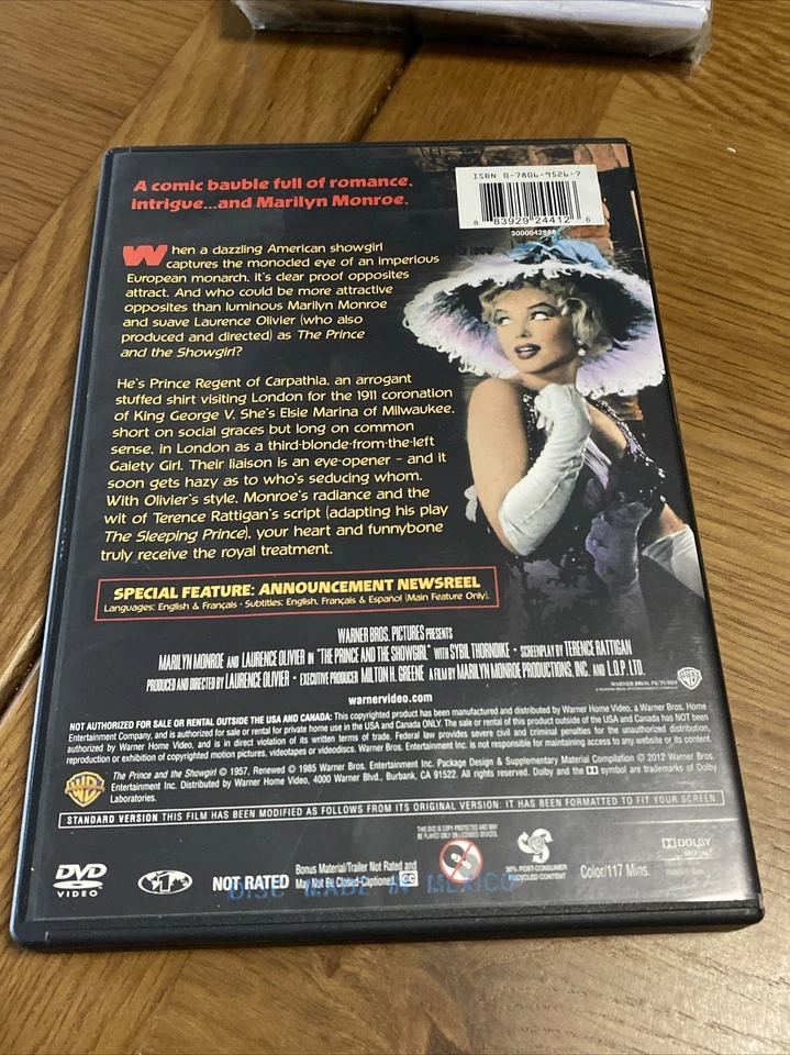 The Prince And The Showgirl Dvd Marilyn Monroe  Laurence Olivier Region Free - image 2 of 3