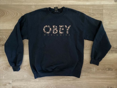 OBEY Black Crew Neck Sweatshirt Size 