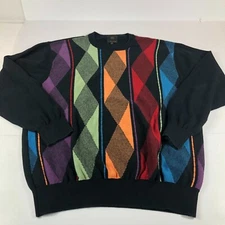 F/X Fusion Sweater Men's Extra Large Black Colorful Striped Long Sleeve Pullover