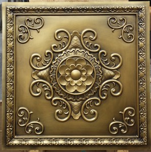 Pl08 Faux Painted Tin 3d Antique Brass Ceiling Tiles Decor Wall