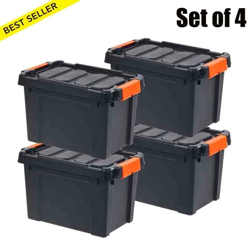 IRIS USA 6 Pack 76qt/19gal Heavy-Duty Storage Plastic Bin Tote Container,  Black