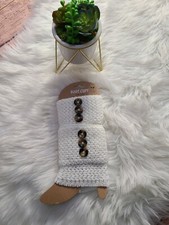 Women  s Juniors Knitted Knit Boot Cuffs - Cream Color With Brown Buttons - NIP