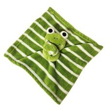 SL Home Fashions Baby Lovey Frog Green White Striped Security Blanket Plush
