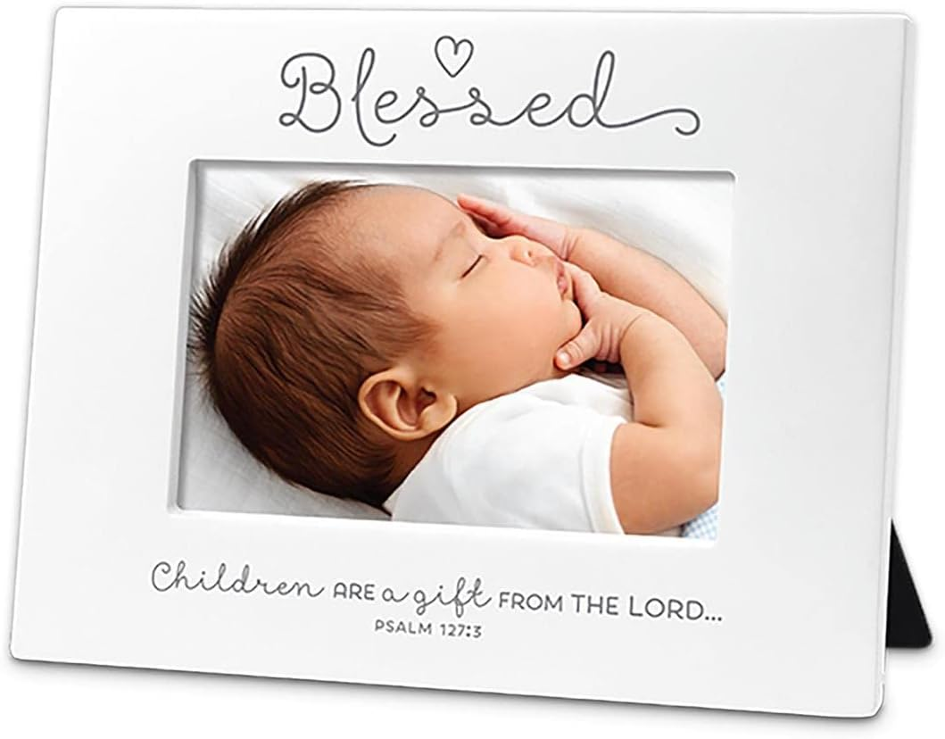 Blessed Baby Holds 4X6 Photo White Tabletop Picture Frame