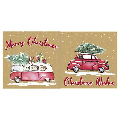 Weihnachtskartenpaket - 12 Karten 2 Designs Heimfahren recycelbar - Eurowrap