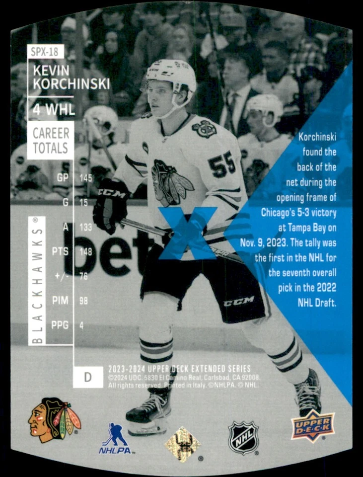 2023-24 Upper Deck Extended Series SPX Holoview Kevin Korchinski #SPX18 - Image 2 of 2