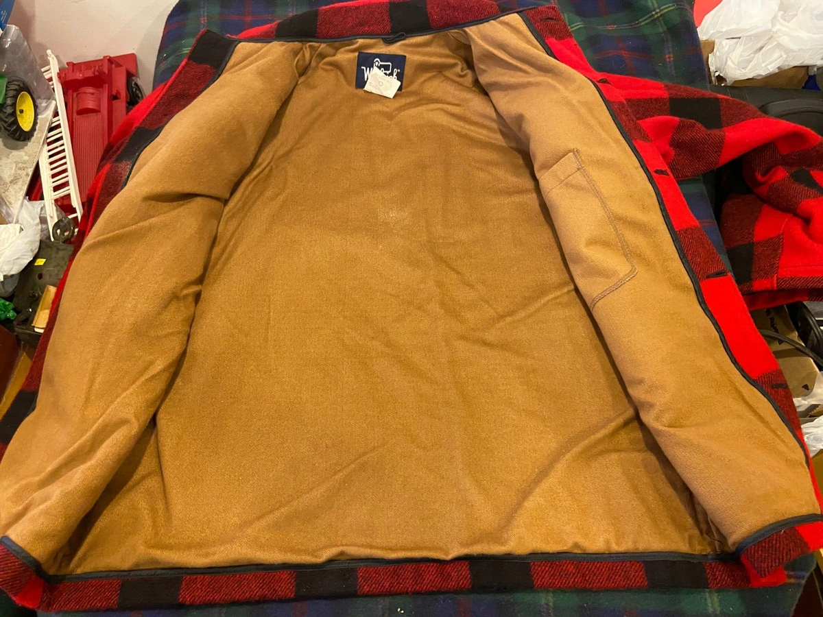 Woolrich 70s WoolJacket 超美品Red Plaid USA Mens 70s Black Red Wool Plaid Vintage Hunting Jacket