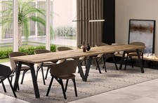 großer Esstisch LUNGO ausziehbar 130–405 cm Holz Eiche Wotan 12 Personen modern