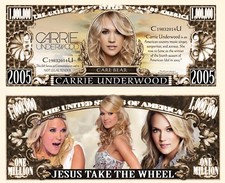 OUR CARRIE UNDERWOOD DOLLAR BILL (2 Bills)