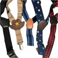 Lot Of 5 Boy  s Adjustable Clip On Suspenders Cowboy Bugs