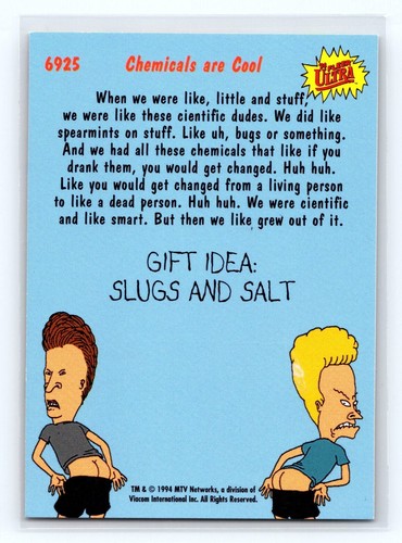 1994 Fleer Ultra MTV's Beavis and Butt-Head #6925 Chemicals Are Cool - Picture 2 of 2