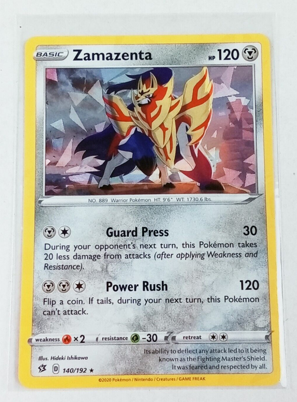 Zamazenta 140/192 Rebel Clash Holo Rare Pokémon Card 2020