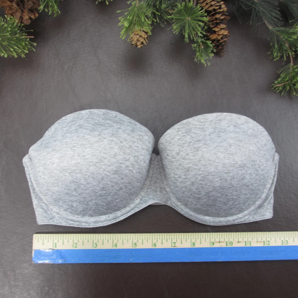 Sujetador Victoria's Secret 34D Gris Sin Tirantes Acolchado Push-up Cierre Trasero Foto 2 de 4