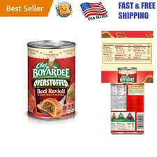 Ready-to-Eat Overstuffed Beef Ravioli - 15 Oz Can, 6 Count for Instant Meals