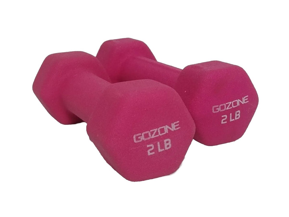 2 GOZONE Hex Neoprene 2Lb Pink Dumbbell Hand Weights | eBay