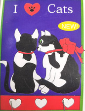 I    Love CATS Flag, EVERGREEN Applique, Large 28"x40" Tuxedo Cats