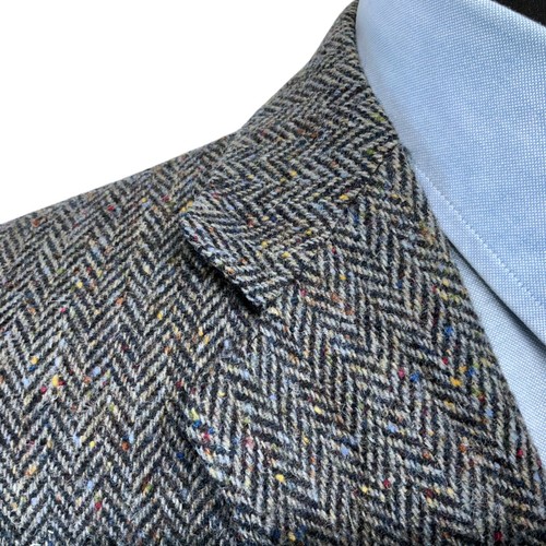 48R Handwoven Donegal Tweed Magee Mens Blazer Sport Coat Jacket Blue Herringbone - Picture 4 of 16