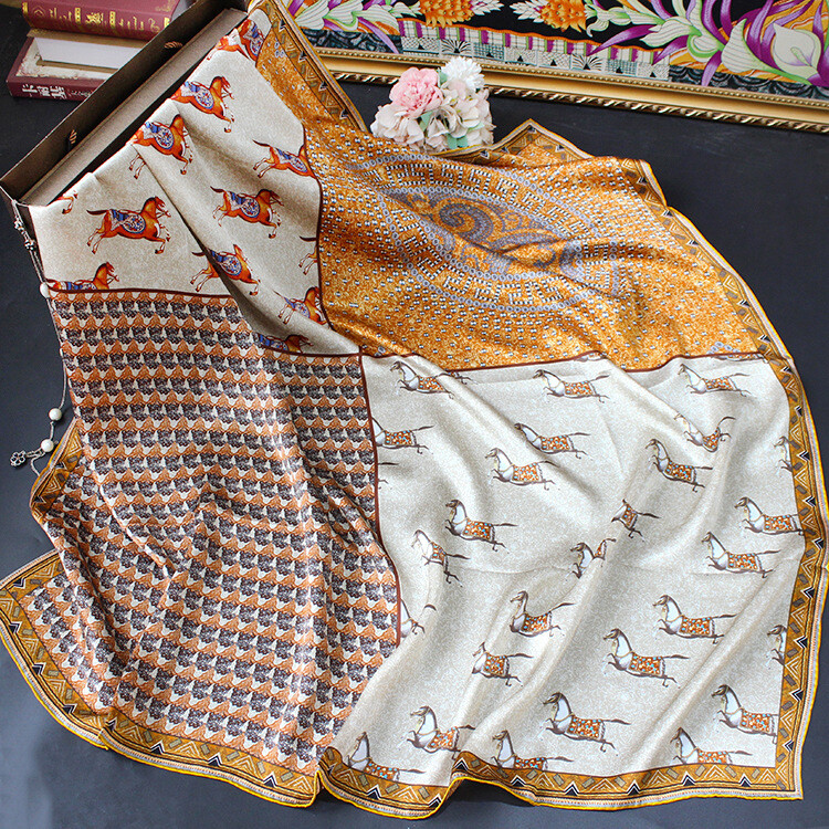 Foulard-écharpe 100% Soie 110x110 Cm MSKJ Multicolore - Neuf Sans étiquette, Printemps/été Femme